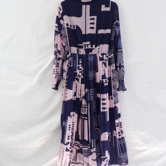Han Queen Printed Long Sleeve Lined Pleated Dress |‎ medium - Picture 8 of 15